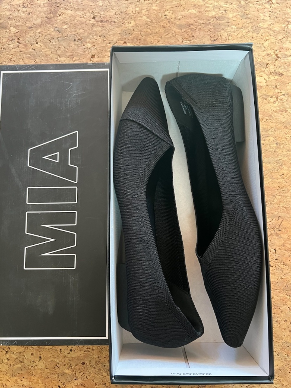 MIA Womens Jenette Pointed Toe Slip On Ballet Flats, size 8.5, black